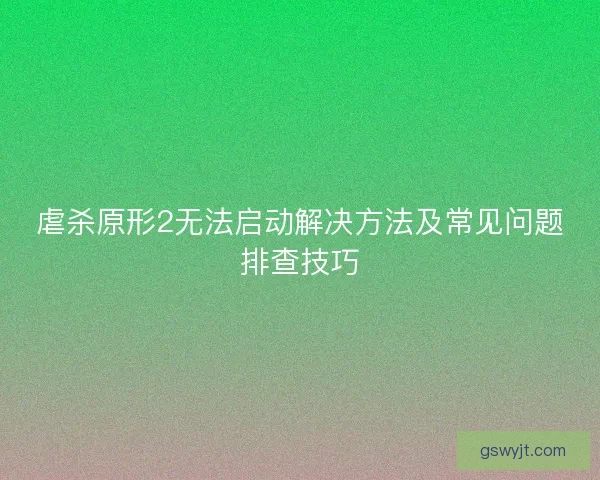 虐杀原形2无法启动解决方法及常见问题排查技巧
