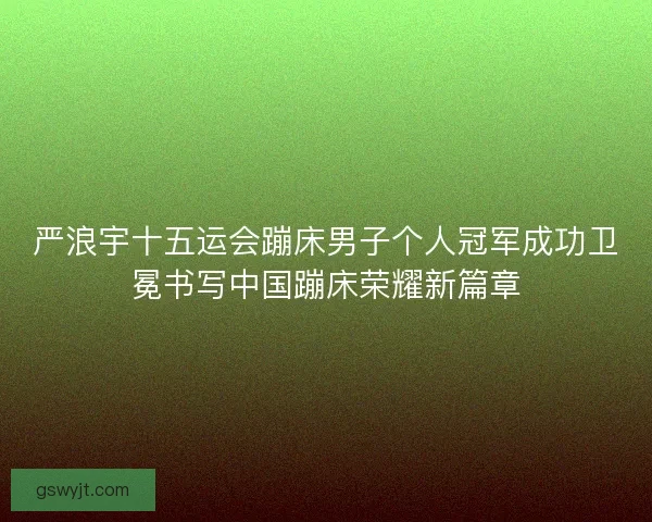 严浪宇十五运会蹦床男子个人冠军成功卫冕书写中国蹦床荣耀新篇章 严浪宇十五运会蹦床男子个人冠军成功卫冕书写中国蹦床荣耀新篇章