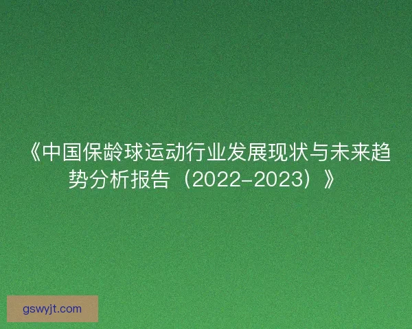 《中国保龄球运动行业发展现状与未来趋势分析报告(2022-2023)》 《中国保龄球运动行业发展现状与未来趋势分析报告(2022-2023)》