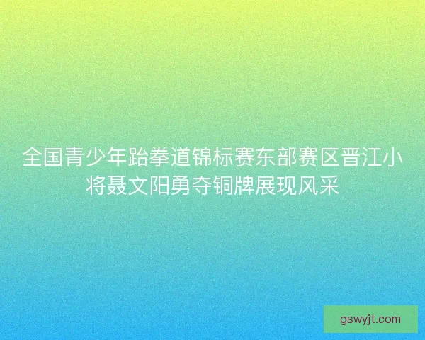 全国青少年跆拳道锦标赛东部赛区晋江小将聂文阳勇夺铜牌展现风采 全国青少年跆拳道锦标赛东部赛区晋江小将聂文阳勇夺铜牌展现风采